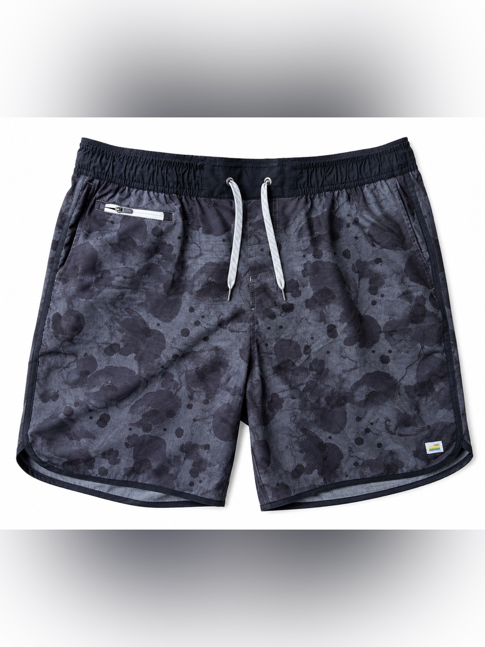 Vuori Banks Short XL Gray Black Watercolor Athletic Hybrid Shorts 7” Unlined
